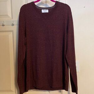 Mens Old Navy V Neck Maroon Knit Sweater Size Large